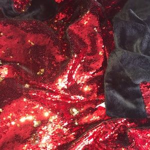 Burning Man Reversible red and gold sequin blanket